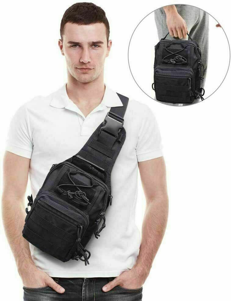 Men Backpack Tactical Sling Bag Chest Shoulder Body Molle Day Pack Pouch Black - InspiredGrabs.com