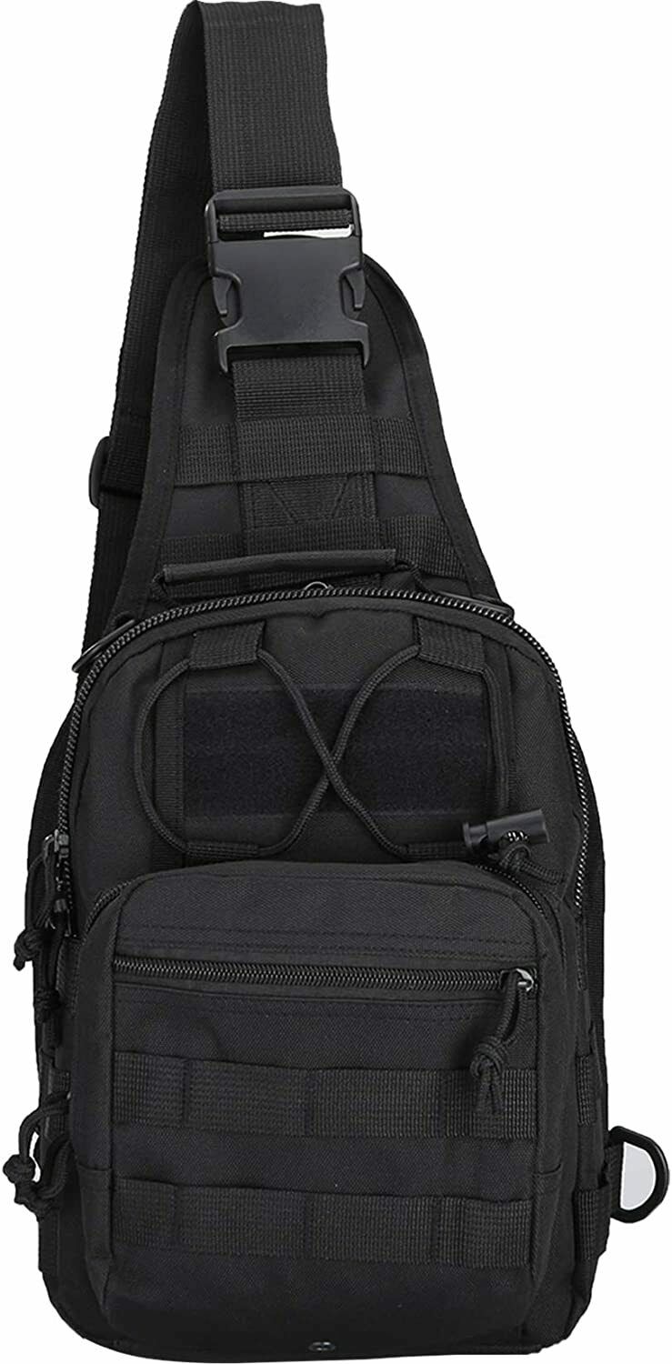 Men Backpack Tactical Sling Bag Chest Shoulder Body Molle Day Pack Pouch Black - InspiredGrabs.com