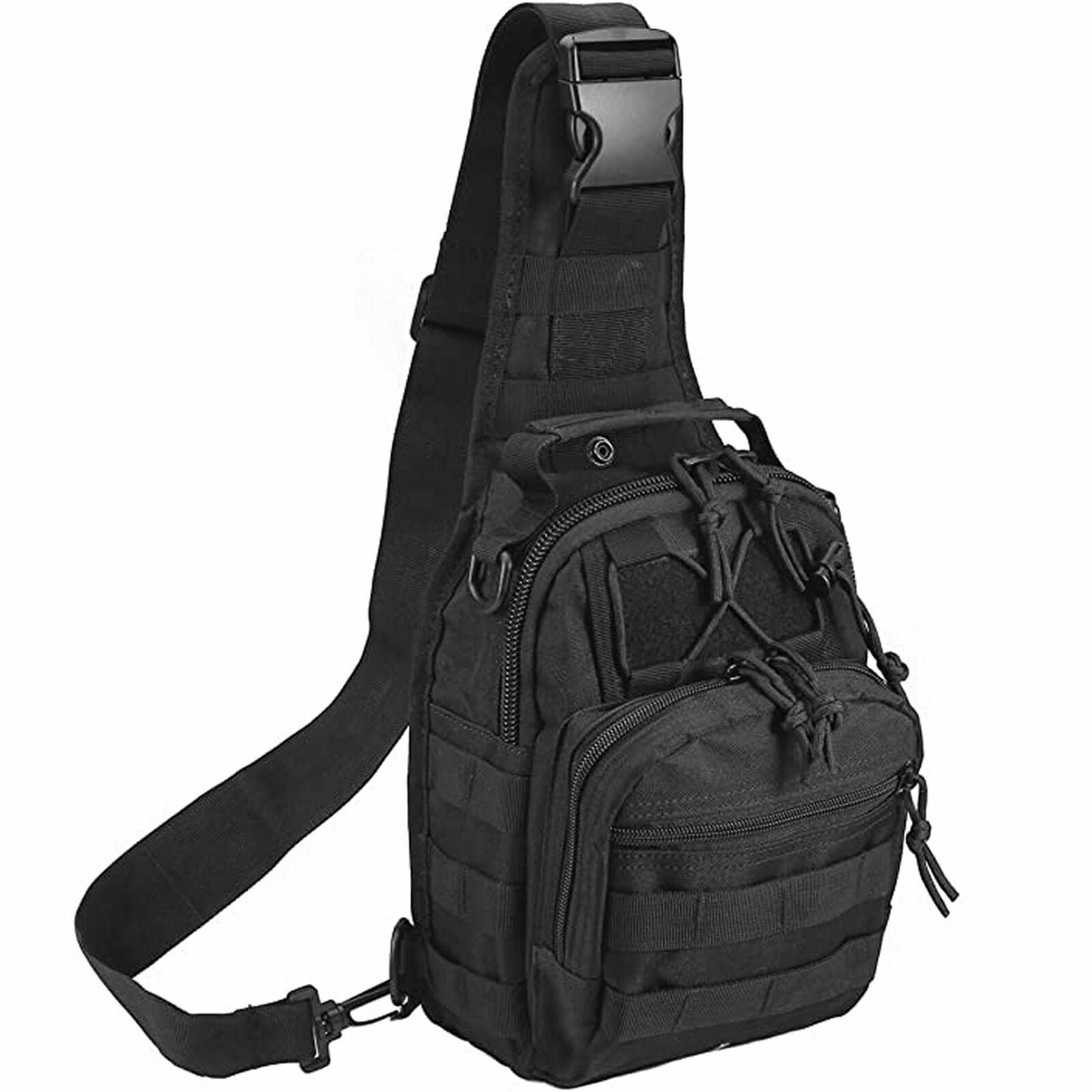 Men Backpack Tactical Sling Bag Chest Shoulder Body Molle Day Pack Pouch Black - InspiredGrabs.com