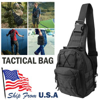 Thumbnail for Men Backpack Tactical Sling Bag Chest Shoulder Body Molle Day Pack Pouch Black - InspiredGrabs.com