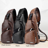 Thumbnail for Men USB Charging Bag Men Chest Bag for Custom PU PVC Shoulder Bag Diagonal Package Messenger Travel Bag Crossbody Bags - InspiredGrabs.com