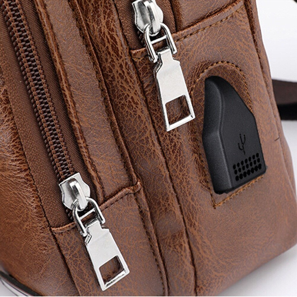 Men USB Charging Bag Men Chest Bag for Custom PU PVC Shoulder Bag Diagonal Package Messenger Travel Bag Crossbody Bags - InspiredGrabs.com