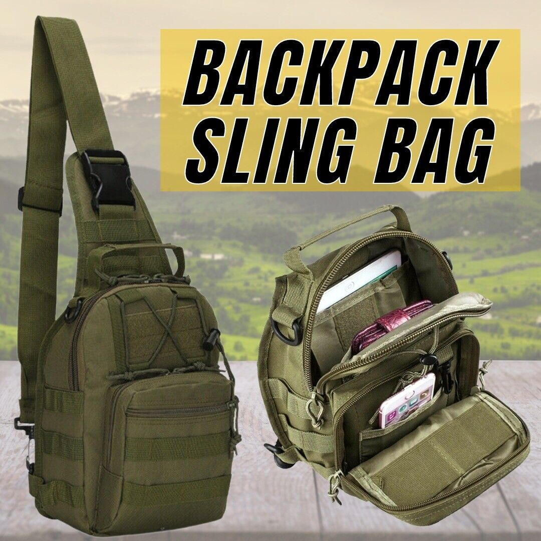 Men Backpack Molle Tactical Sling Chest Pack Shoulder Bag Outdoor Hiking Travel - InspiredGrabs.com