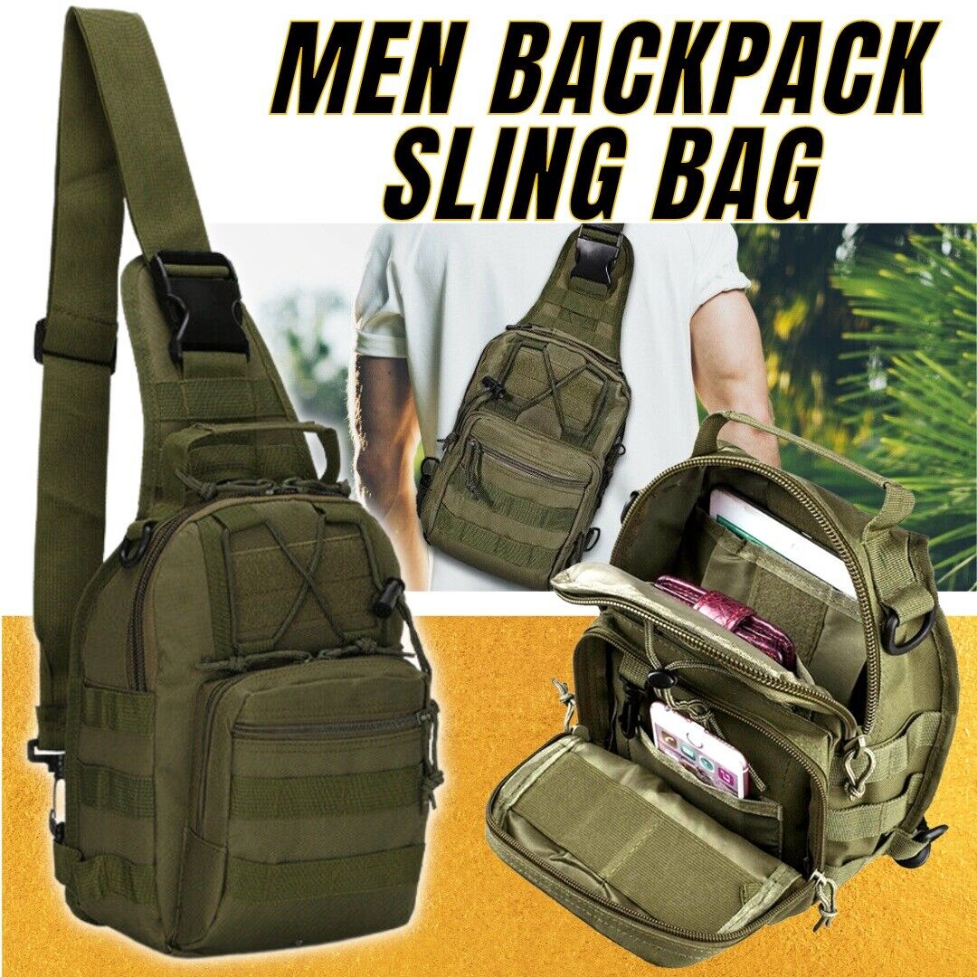 Men Backpack Molle Tactical Sling Chest Pack Shoulder Bag Outdoor Hiking Travel - InspiredGrabs.com