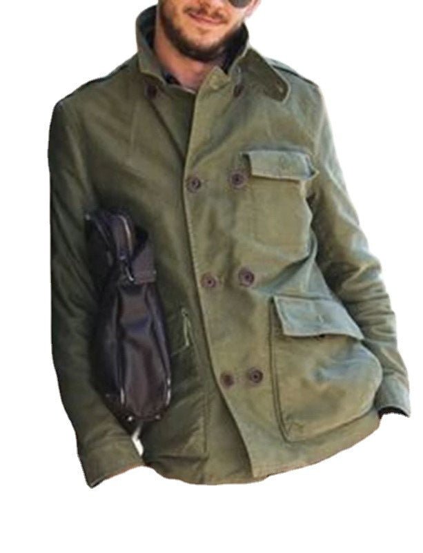 Men's Casual Stand Collar Pocket Jacket - InspiredGrabs.com