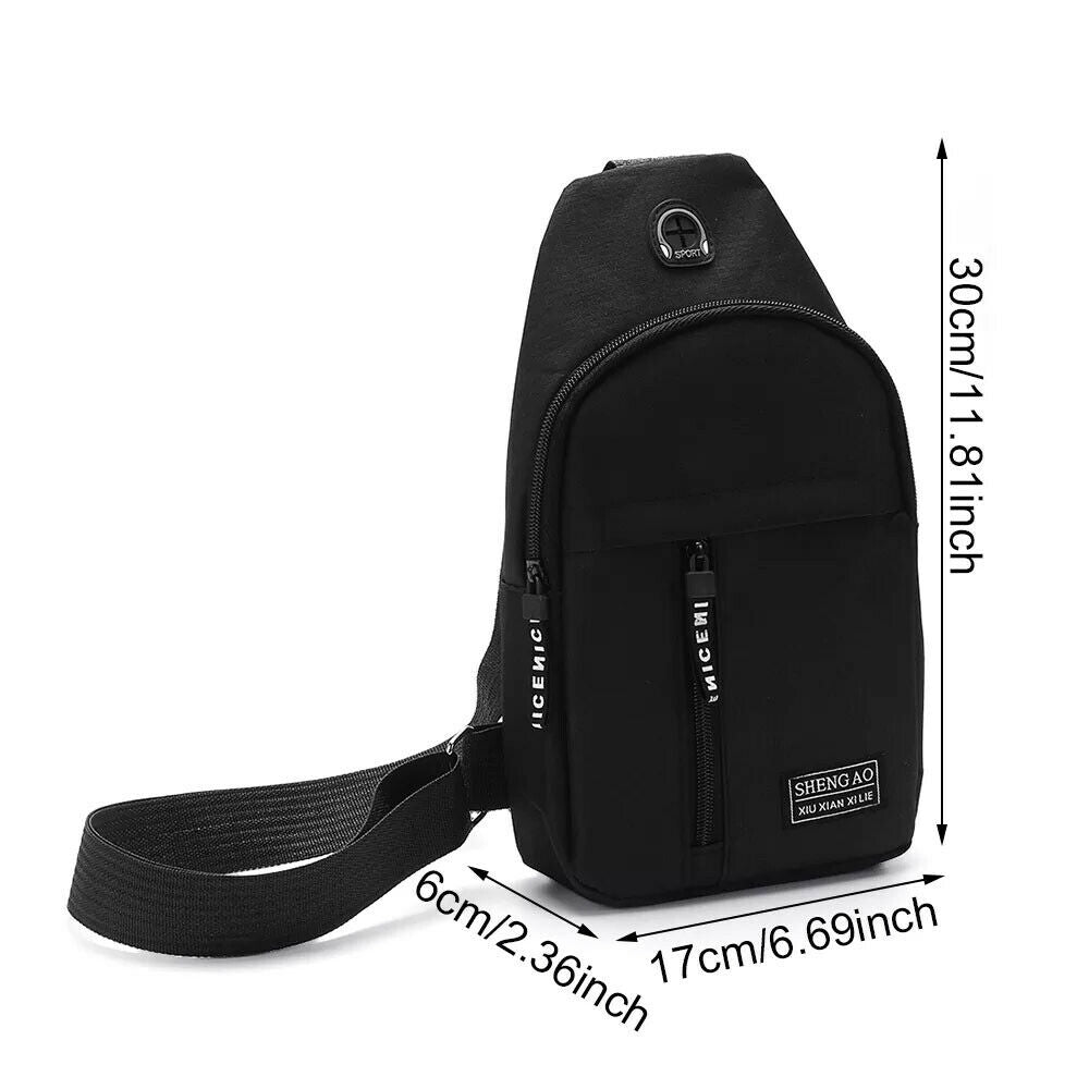 Men's Sling Bag Cross Body Handbag Chest Bag Shoulder Pack Sports Travel Backpack Black by KT Deals - InspiredGrabs.com