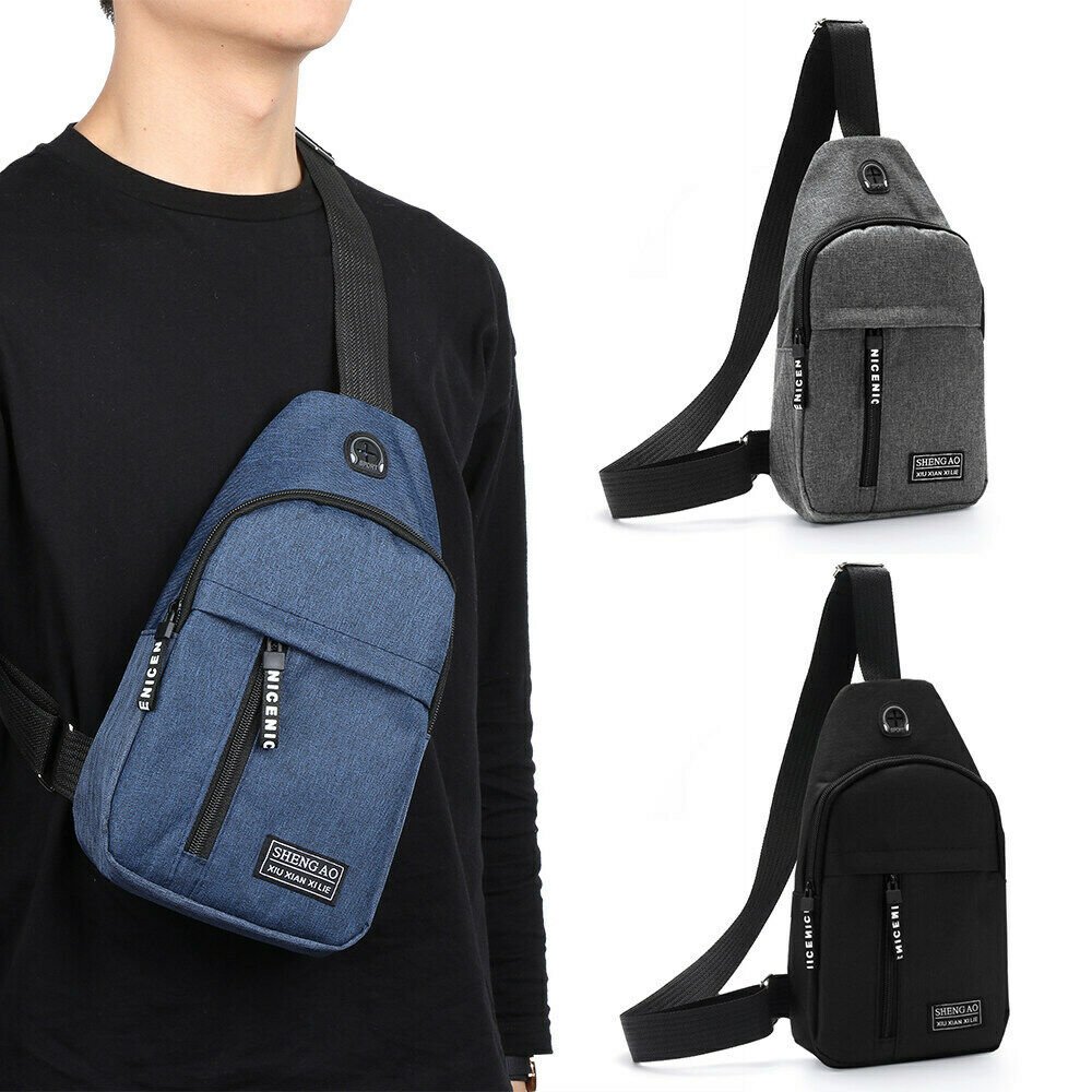 Men's Sling Bag Cross Body Handbag Chest Bag Shoulder Pack Sports Travel Backpack Black by KT Deals - InspiredGrabs.com