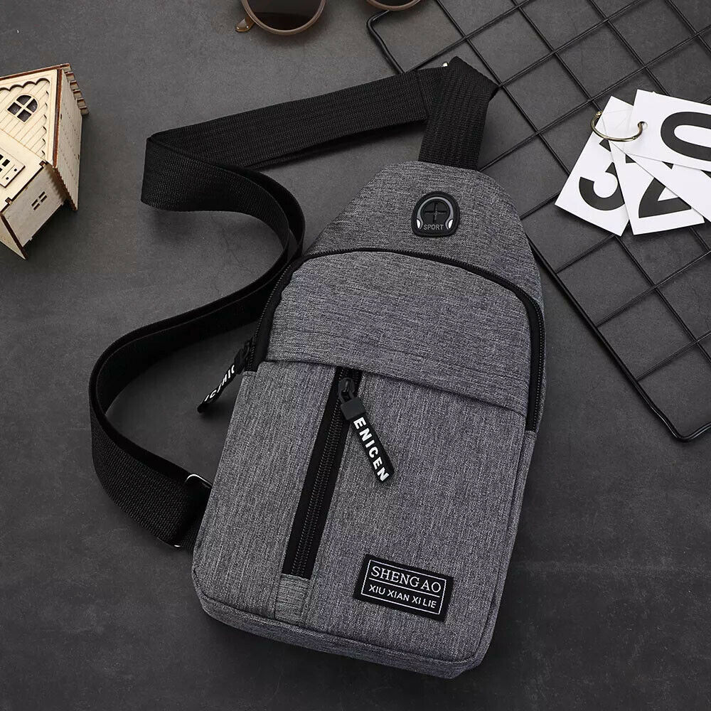 Men's Sling Bag Cross Body Handbag Chest Bag Shoulder Pack Sports Travel Backpack Gray by KT Deals - InspiredGrabs.com