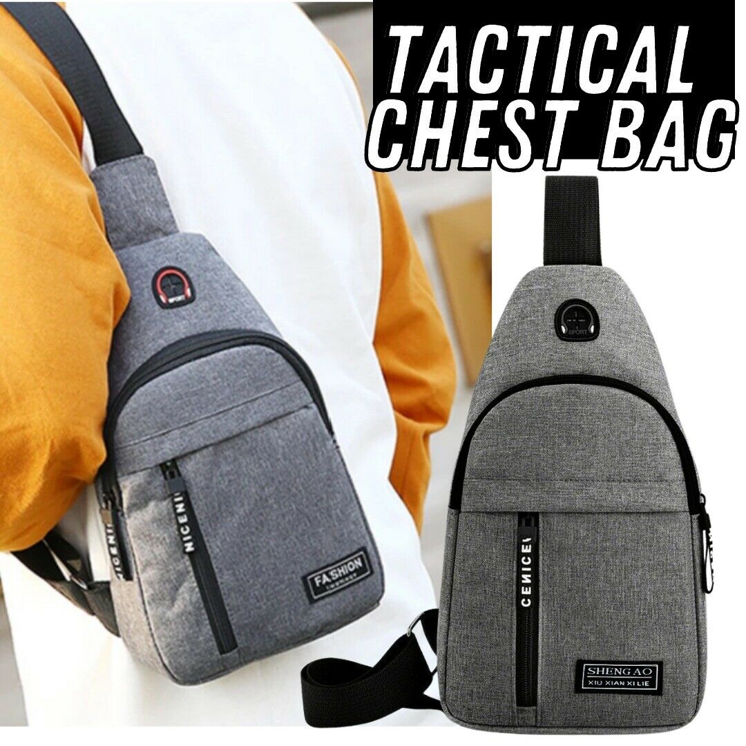 Men's Sling Bag Cross Body Handbag Chest Bag Shoulder Pack Sports Travel Backpack Gray by KT Deals - InspiredGrabs.com