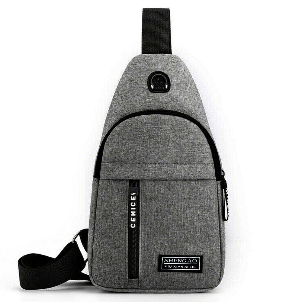 Men's Sling Bag Cross Body Handbag Chest Bag Shoulder Pack Sports Travel Backpack Gray by KT Deals - InspiredGrabs.com