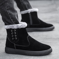 Thumbnail for Men's Thick Cotton Shoes Waterproof Black Snow Boots - InspiredGrabs.com