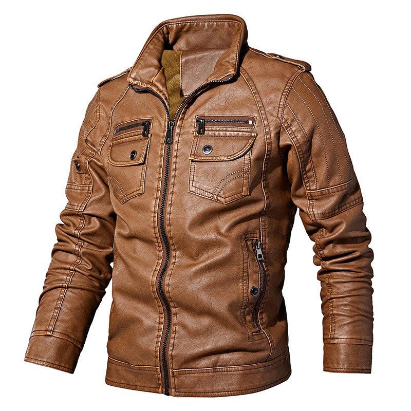 Men's Winter Casual Fleece Motorcycle Jacket - InspiredGrabs.com