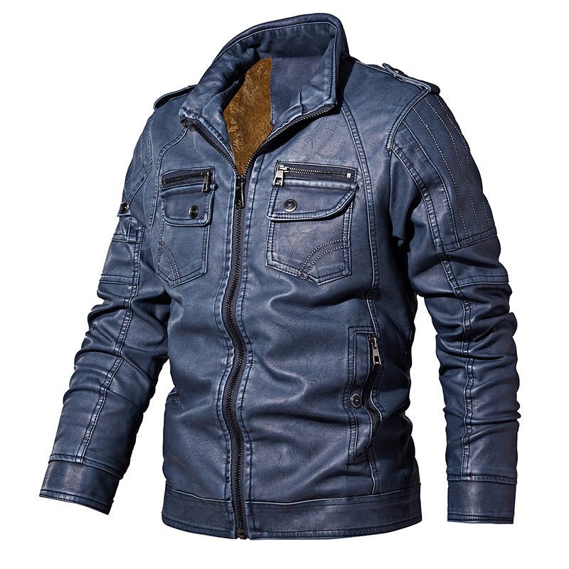 Men's Winter Casual Fleece Motorcycle Jacket - InspiredGrabs.com