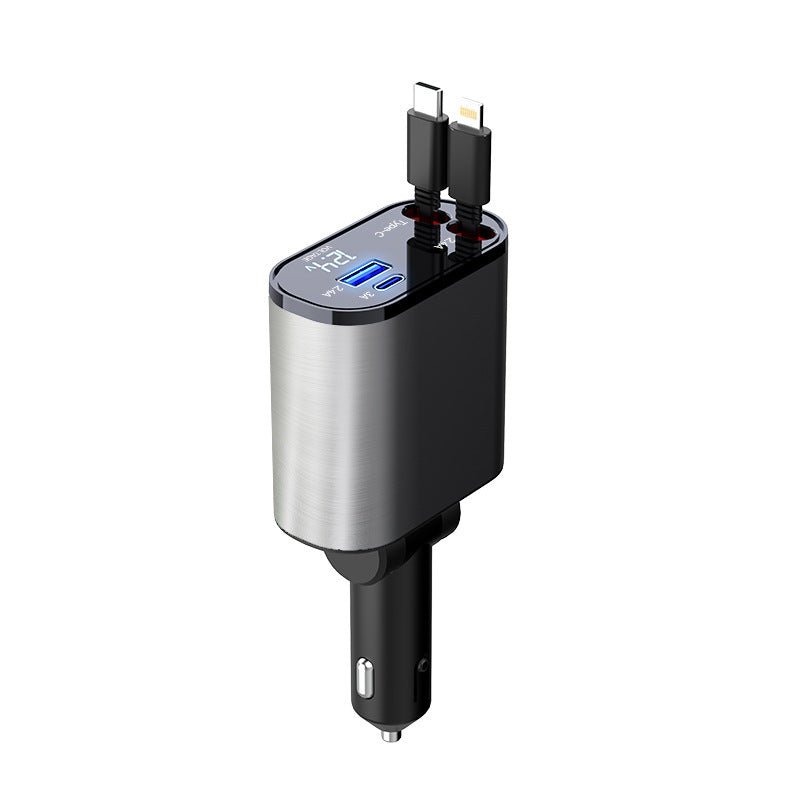 Metal Car Charger 100W Super Fast Charging Car Cigarette Lighter USB and TYPE-C Adapter - InspiredGrabs.com