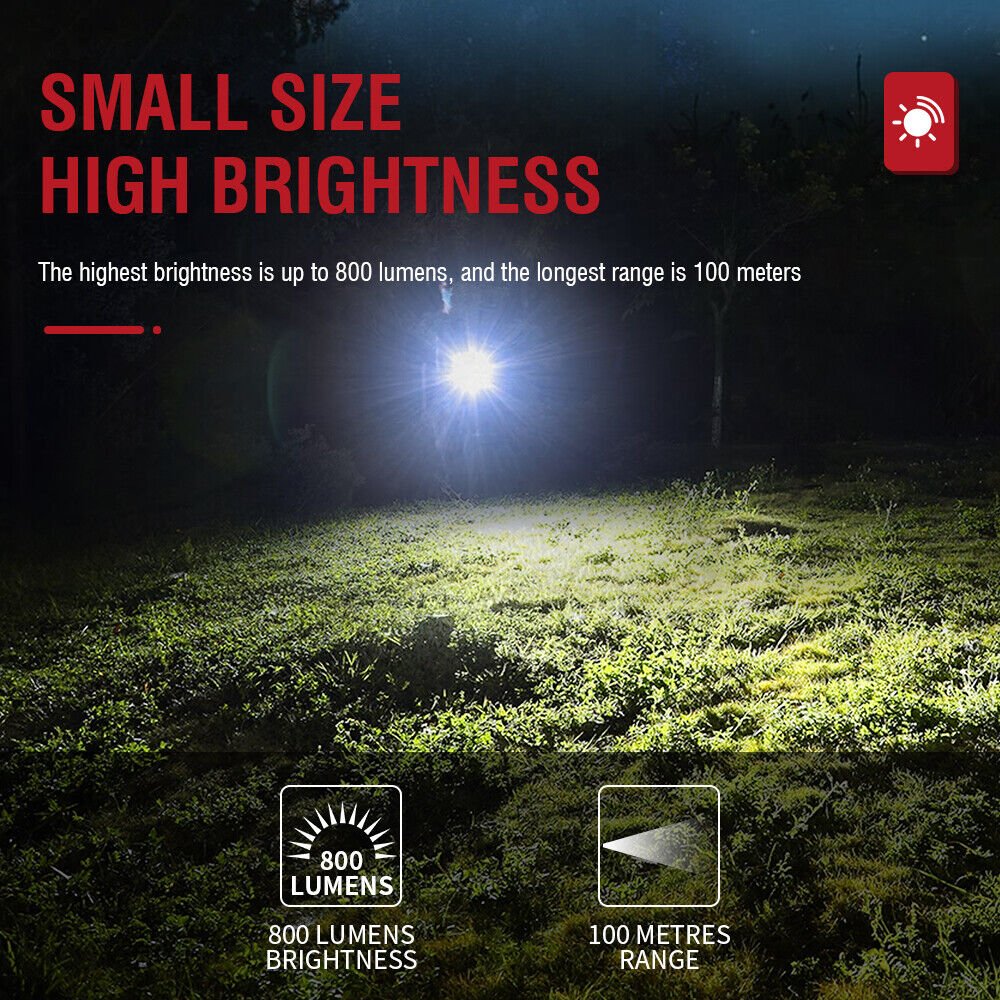 Mini Pocket LED Flashlight Clip-on Rechargeable Torch Light Lamp Camping Hiking - InspiredGrabs.com