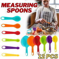 Thumbnail for Multi-color Measuring Cups and Spoons 12-Piece Set Plastic Cooking Kitchen Tools - InspiredGrabs.com