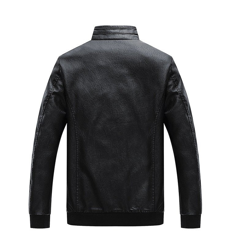 New Arrival: Men's Slim Stand-Up Collar Leather Jacket - Perfect for Autumn and Winter! - InspiredGrabs.com