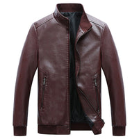 Thumbnail for New Arrival: Men's Slim Stand-Up Collar Leather Jacket - Perfect for Autumn and Winter! - InspiredGrabs.com