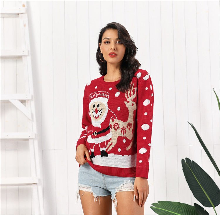 New Santa Fawn Jacquard Sweater Pullover - InspiredGrabs.com