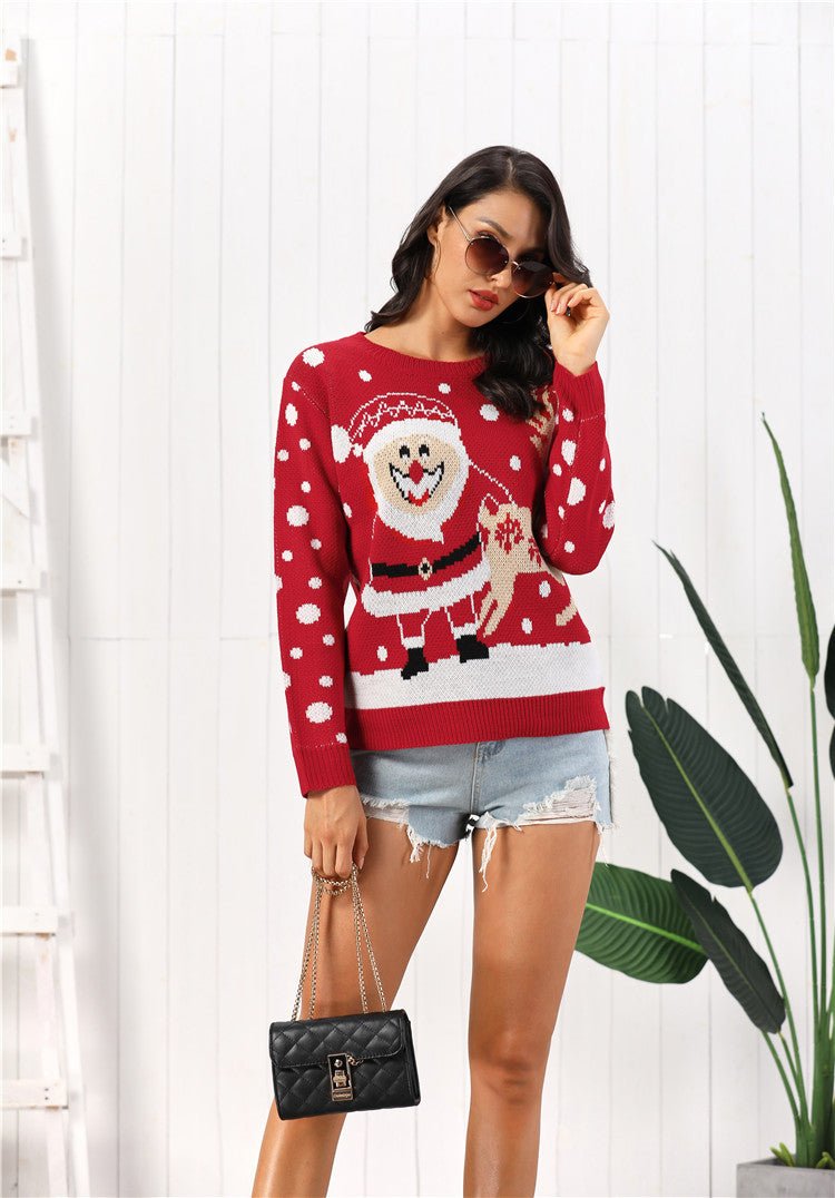 New Santa Fawn Jacquard Sweater Pullover - InspiredGrabs.com