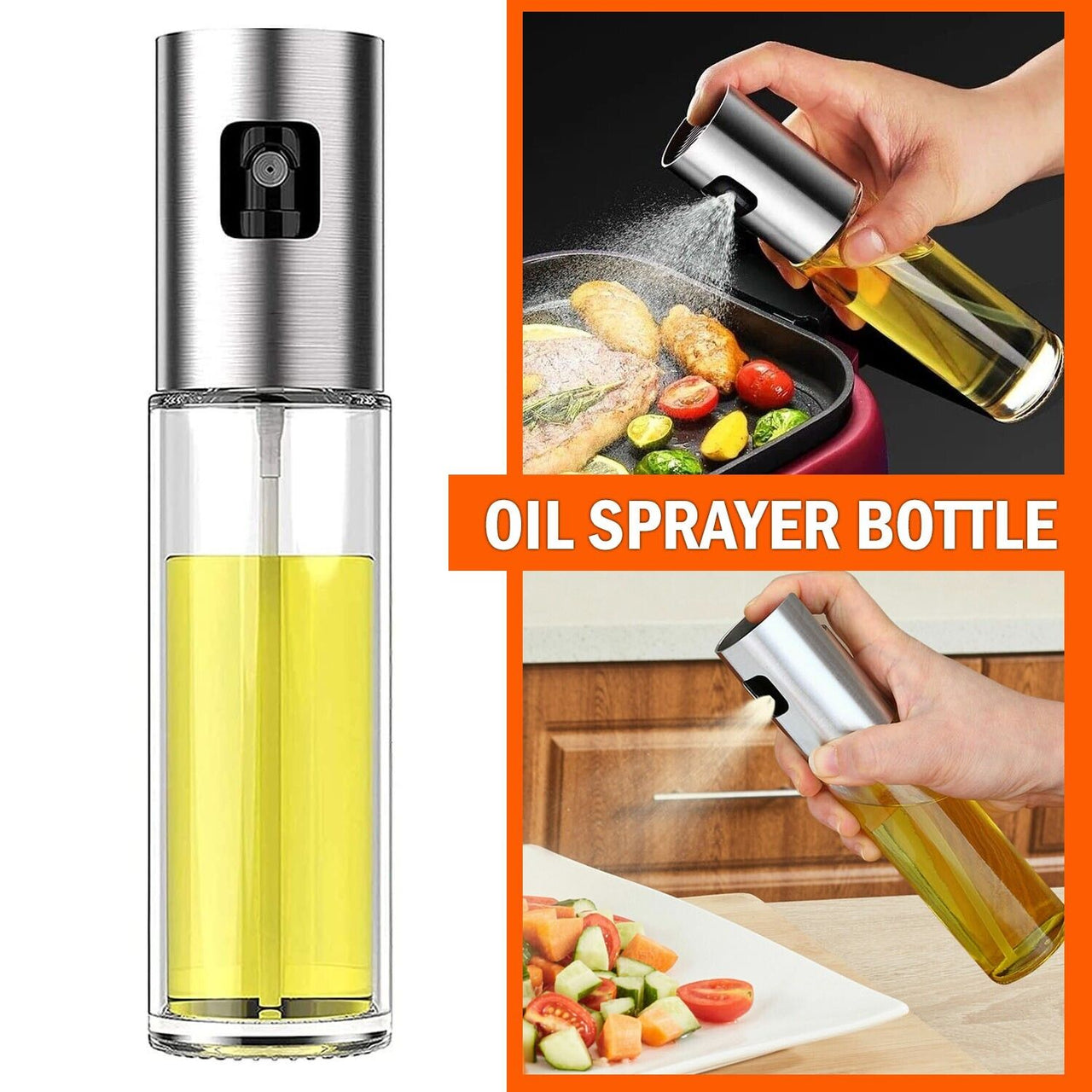 Olive Oil Sprayer Mister, Portable Spray Bottle Oil Sprayer for Cooking & Baking - InspiredGrabs.com