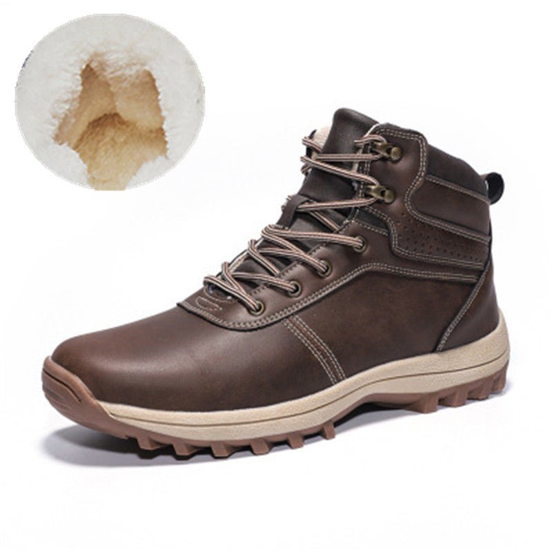 Outdoor Warm Cotton Sports Plus Velvet Hiking Shoes - InspiredGrabs.com