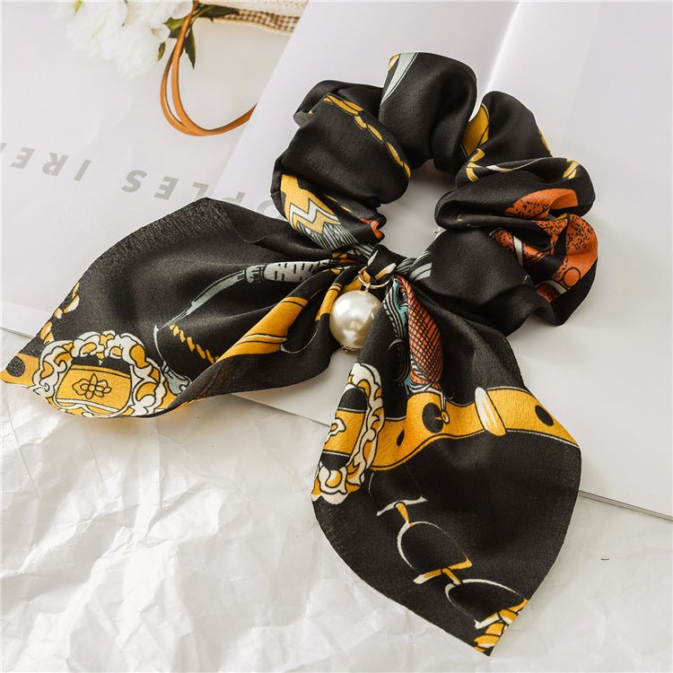 Pearl Pendant Large Intestine Ring Hair Band Women's Hair Knot Knotted Big Bow Hair Rope - InspiredGrabs.com