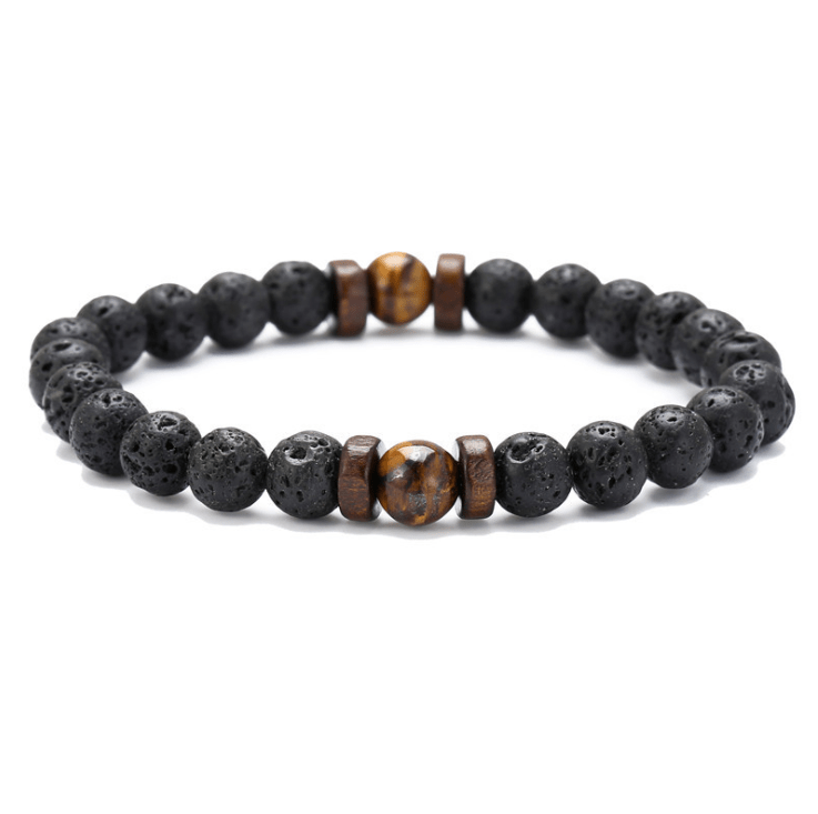 Personality Men's Black Volcanic Stone Bracelet - InspiredGrabs.com