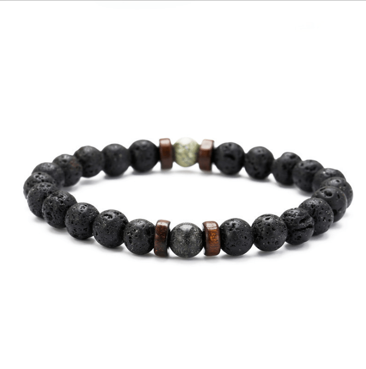 Personality Men's Black Volcanic Stone Bracelet - InspiredGrabs.com