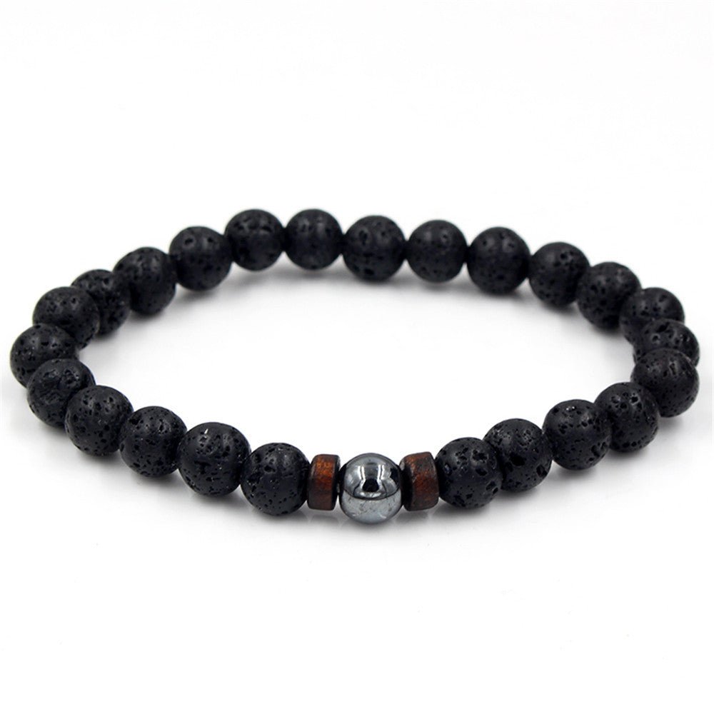 Personality Men's Black Volcanic Stone Bracelet - InspiredGrabs.com