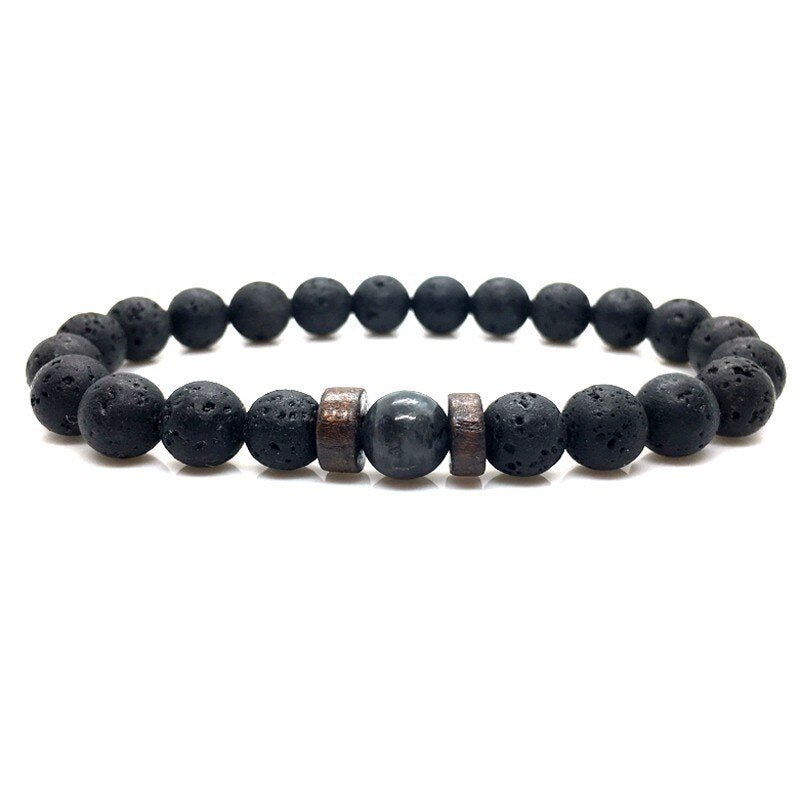 Personality Men's Black Volcanic Stone Bracelet - InspiredGrabs.com