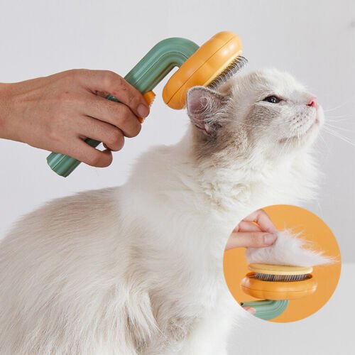 Pet Pumpkin Brush, Pet Grooming Self-cleaning Slicker Brush for Dogs Cats Puppy Rabbit, Cat Brush Grooming Gently Removes Loose Undercoat, Mats Tangled Hair Slicker Brush - InspiredGrabs.com