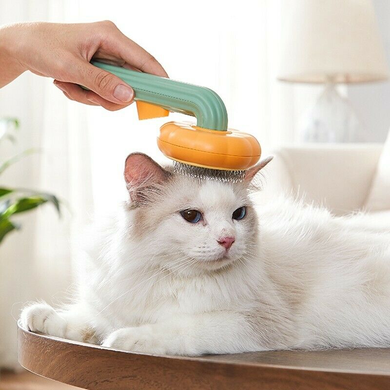 Pet Pumpkin Brush, Pet Grooming Self-cleaning Slicker Brush for Dogs Cats Puppy Rabbit, Cat Brush Grooming Gently Removes Loose Undercoat, Mats Tangled Hair Slicker Brush - InspiredGrabs.com