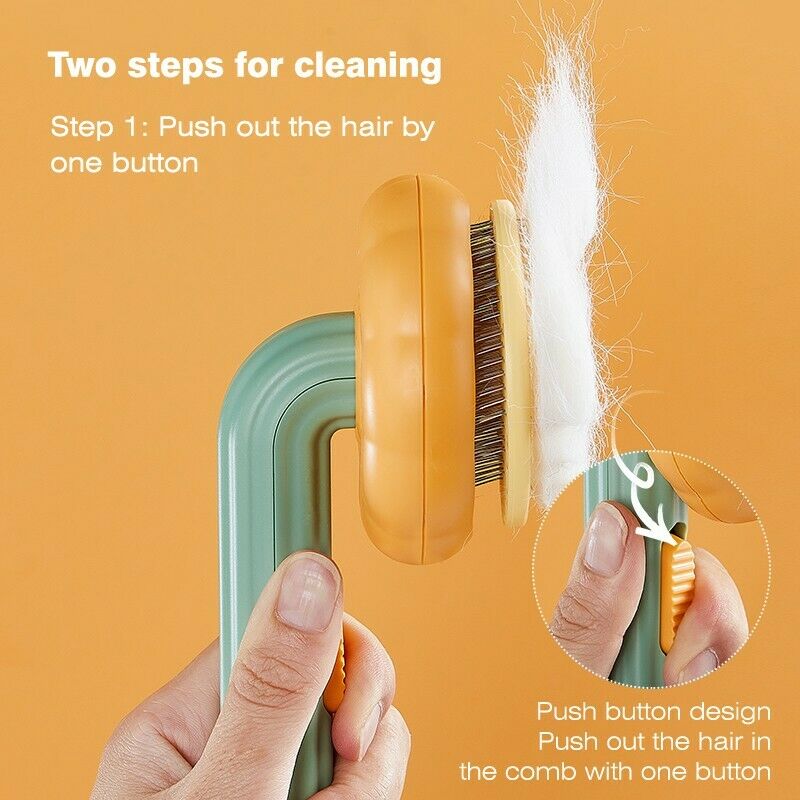 Pet Pumpkin Brush, Pet Grooming Self-cleaning Slicker Brush for Dogs Cats Puppy Rabbit, Cat Brush Grooming Gently Removes Loose Undercoat, Mats Tangled Hair Slicker Brush - InspiredGrabs.com