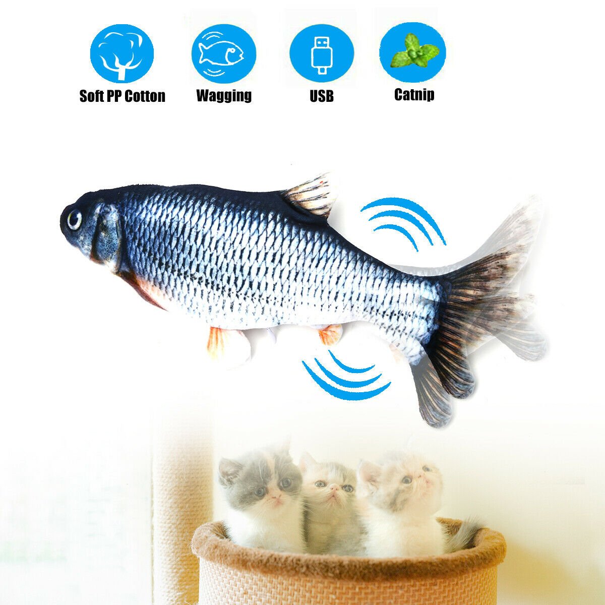 Pet Soft Electronic Fish Shape Cat Toy Electric USB Charging Simulation Fish Toys Funny Cat Chewing Playing Supplies - InspiredGrabs.com