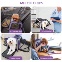 Thumbnail for Pet Travel Bag Safe Airline-approved Expandable Foldable Soft-sided Dog Carrier 3-door 2 Reflective Tapes - InspiredGrabs.com