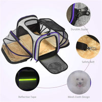 Thumbnail for Pet Travel Bag Safe Airline-approved Expandable Foldable Soft-sided Dog Carrier 3-door 2 Reflective Tapes - InspiredGrabs.com