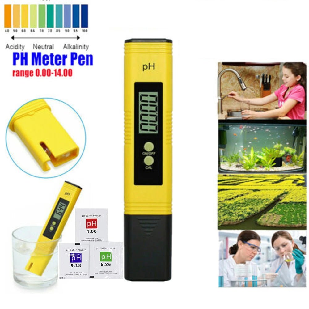 PH Meter 0.01 PH Battery Powder High Precision Water Quality EC Tester 0-14 PH Measurement Range for Aquarium Swimming Pool Digital Electric PH Meter LCD Tester Pocket Hydroponics Aquarium Water Test - InspiredGrabs.com