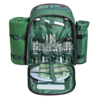 Thumbnail for Picnic Backpack Set with Cutlery Kit Cooler Compartment Blanket for 4 Persons - InspiredGrabs.com