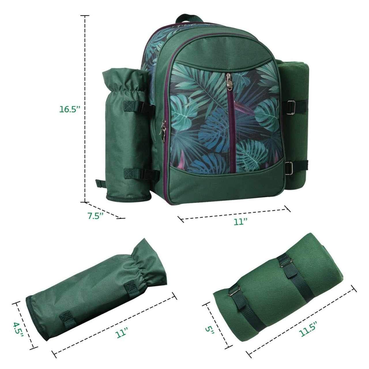 Picnic Backpack Set with Cutlery Kit Cooler Compartment Blanket for 4 Persons - InspiredGrabs.com