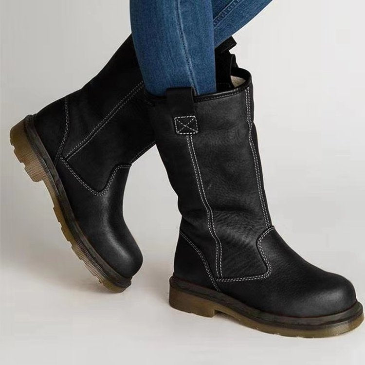 Plush Warm Flat Bottomed Medium Boots Women's Large - InspiredGrabs.com