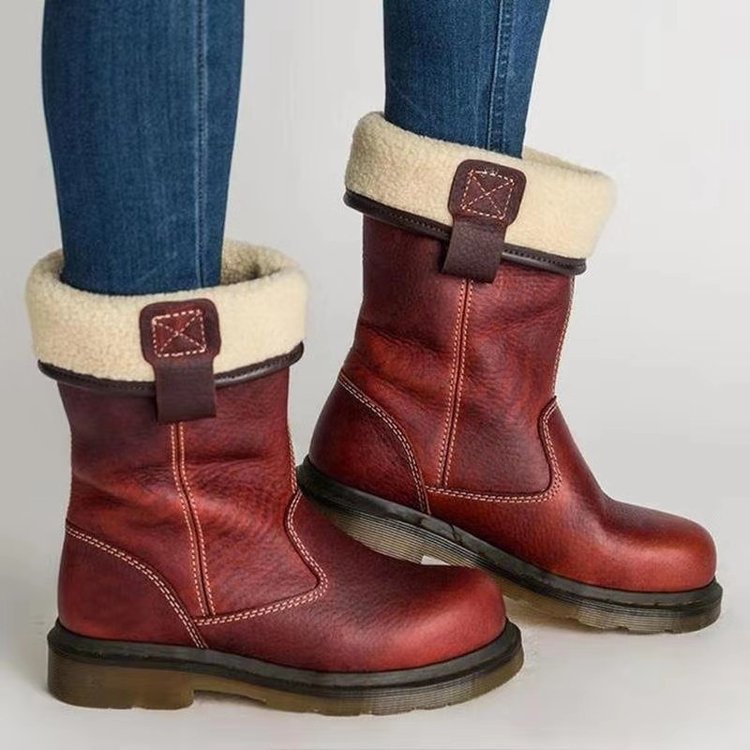 Plush Warm Flat Bottomed Medium Boots Women's Large - InspiredGrabs.com