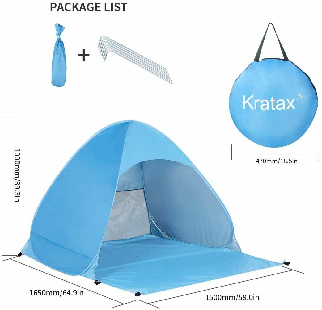 Pop Up Beach Tent for 1-3 Persons Rated UPF for UV Sun Protection Waterproof - InspiredGrabs.com