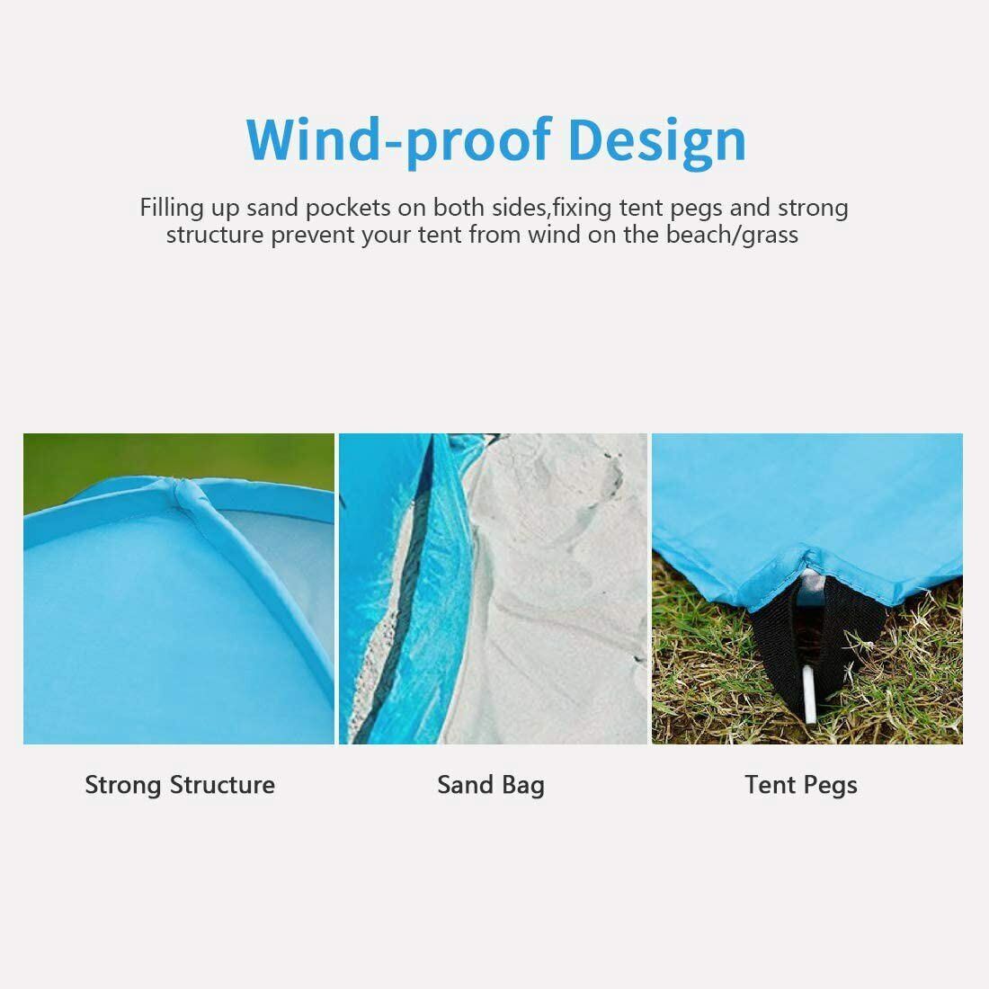 Pop Up Beach Tent for 1-3 Persons Rated UPF for UV Sun Protection Waterproof - InspiredGrabs.com