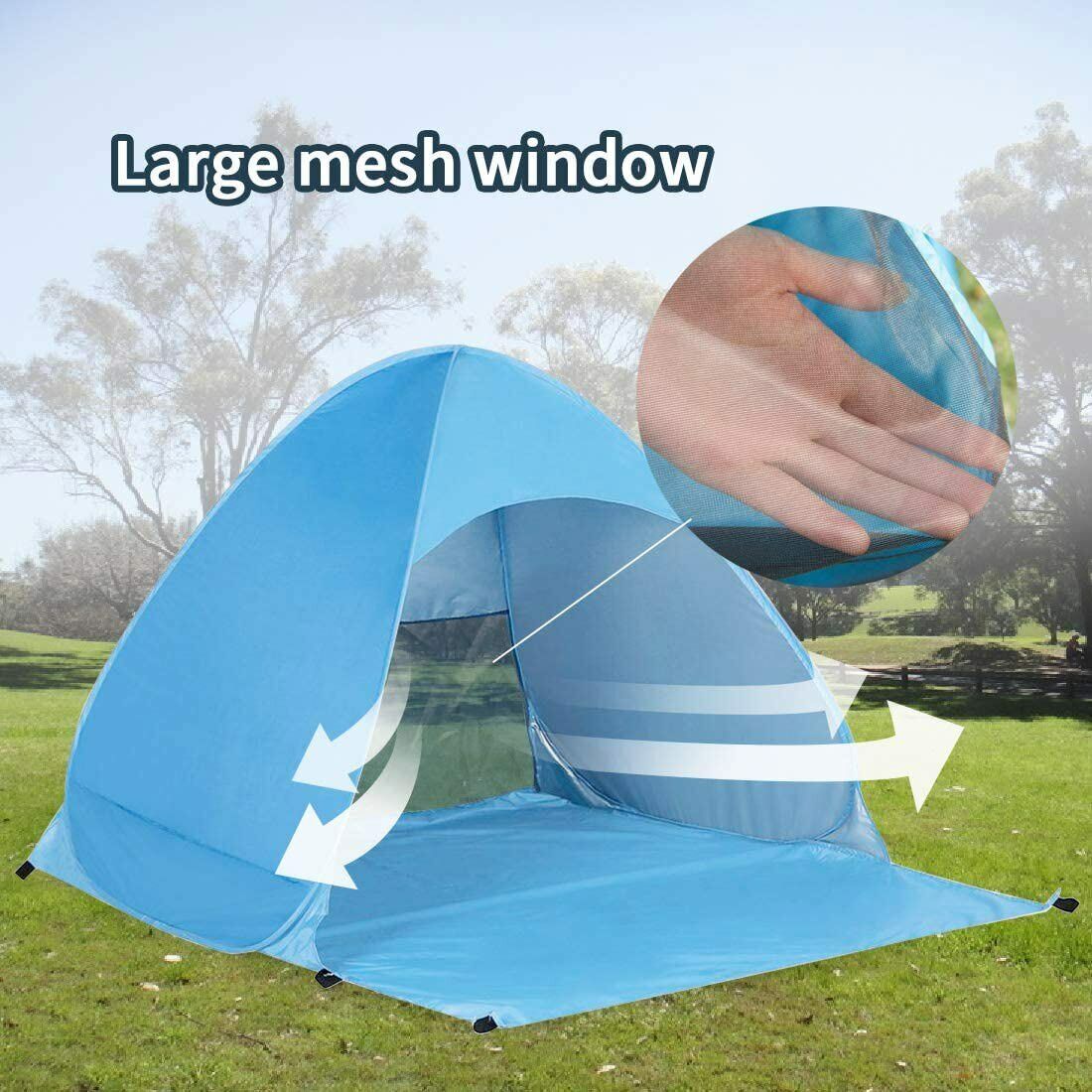 Pop Up Beach Tent for 1-3 Persons Rated UPF for UV Sun Protection Waterproof - InspiredGrabs.com