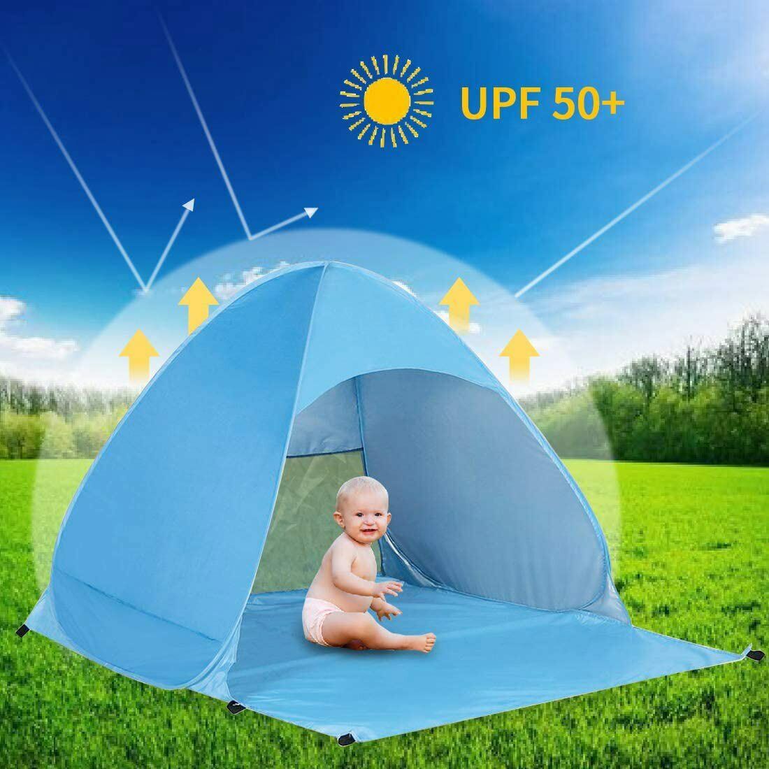 Pop Up Beach Tent for 1-3 Persons Rated UPF for UV Sun Protection Waterproof - InspiredGrabs.com