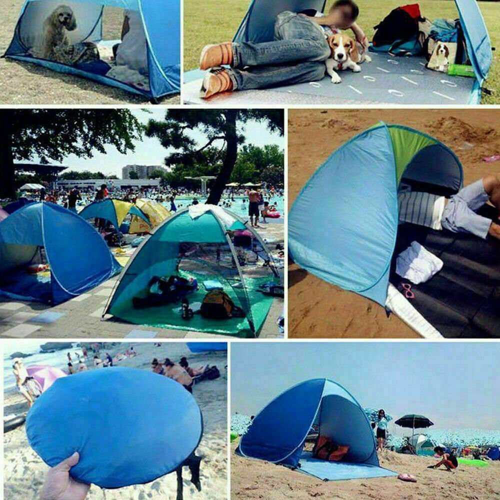 Pop Up Beach Tent for 1-3 Persons Rated UPF for UV Sun Protection Waterproof - InspiredGrabs.com