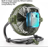 Thumbnail for 12V Camping Fan with LED Lights Exterior Large Cooling Desk Fans with 5200Ah Battery for Tourism Emergency Outages - InspiredGrabs.com