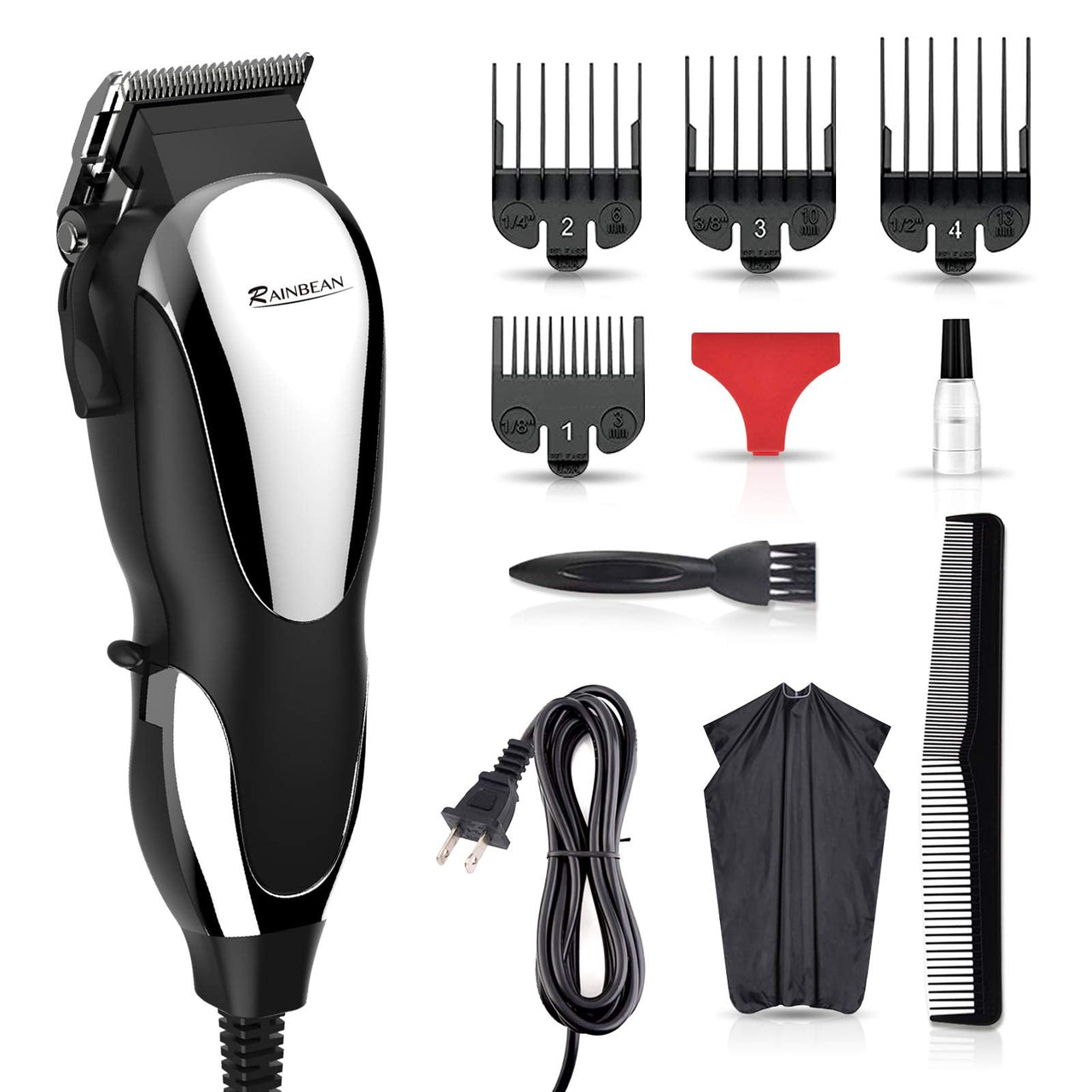 Professional Hair Clippers, Corded Hair Clippers for Men, Kids, Strong Motor Barber Salon Complete Hair and Beard, Clipping and Trimming Kit - InspiredGrabs.com