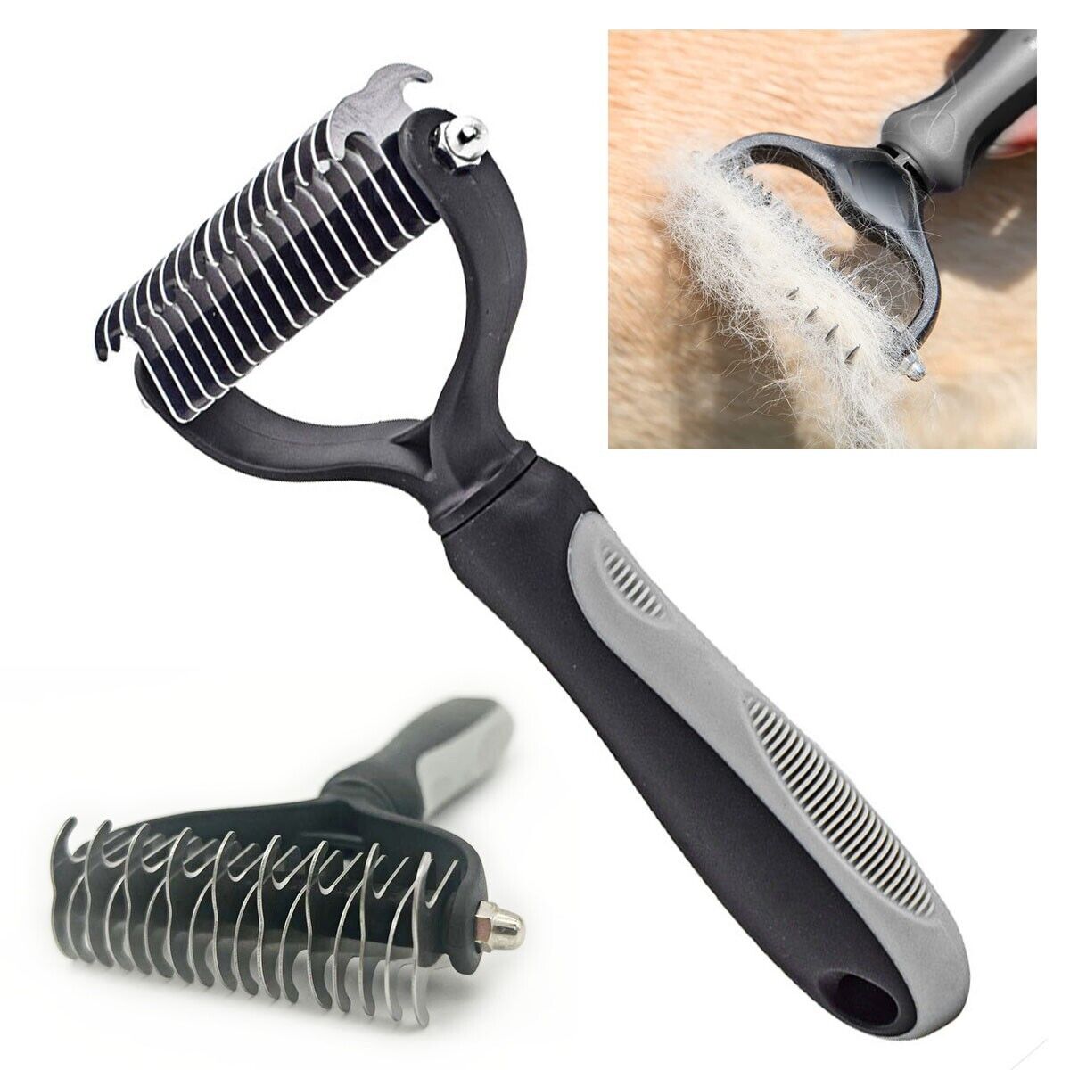 Professional Pet Grooming Tool 2 Sided Undercoat Dog Cat Shedding Comb Brush Pet - InspiredGrabs.com